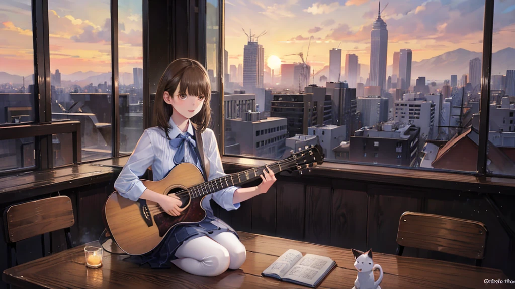 White Cat, Guitar and sunset