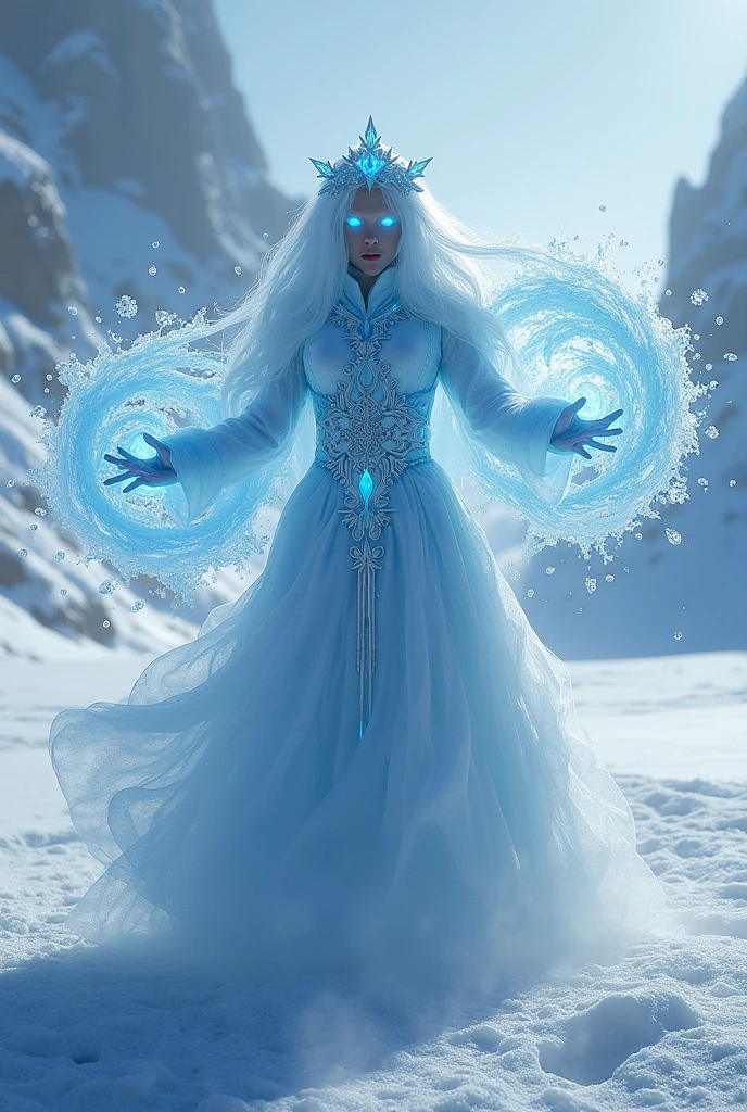Show me a person using ice element