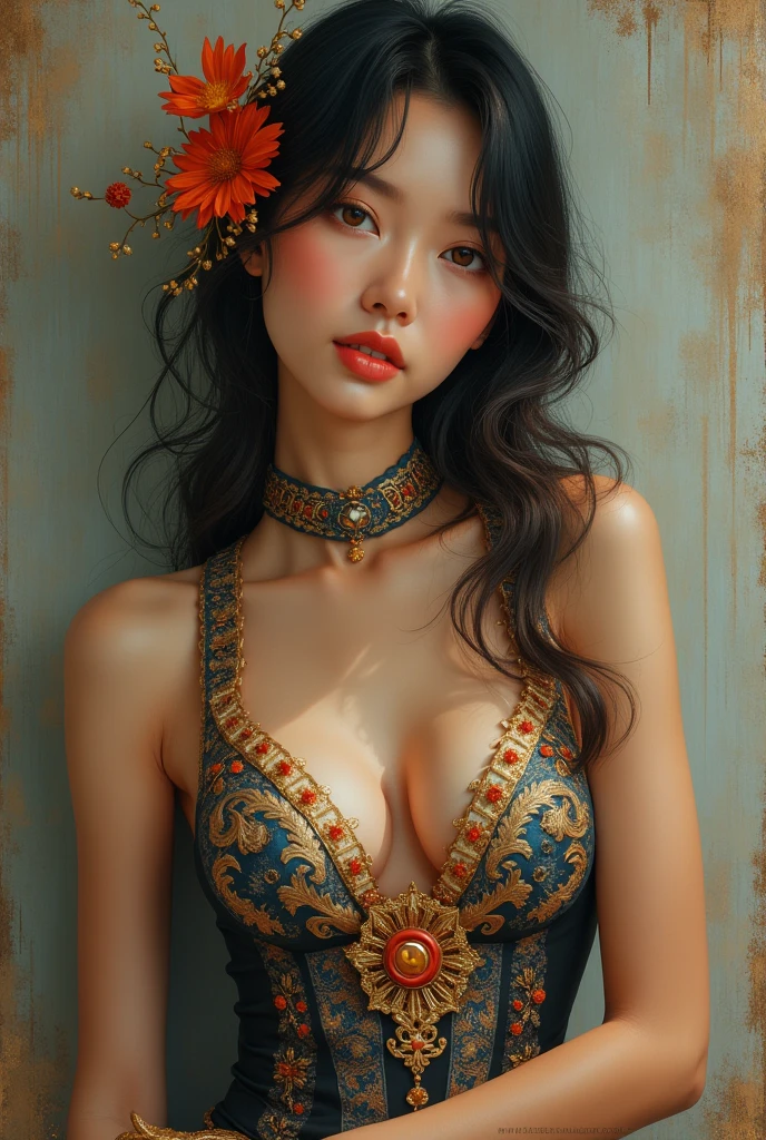 official art, unity 8k wallpaper, ultra detailed, beautiful and aesthetic, masterpiece, best quality, (zentangle, mandala, tangle, entangle), (fractal art:1.3) , 1girl, extremely detailed, dynamic angle, cowboyshot, the most beautiful form of chaos, elegant, a brutalist designed, vivid colours, romanticism, by james jean, roby dwi antono, ross tran, francis bacon, michal mraz, adrian ghenie, petra cortright, gerhard richter, takato yamamoto, ashley wood, atmospheric, ecstasy of musical notes, streaming musical notes visible