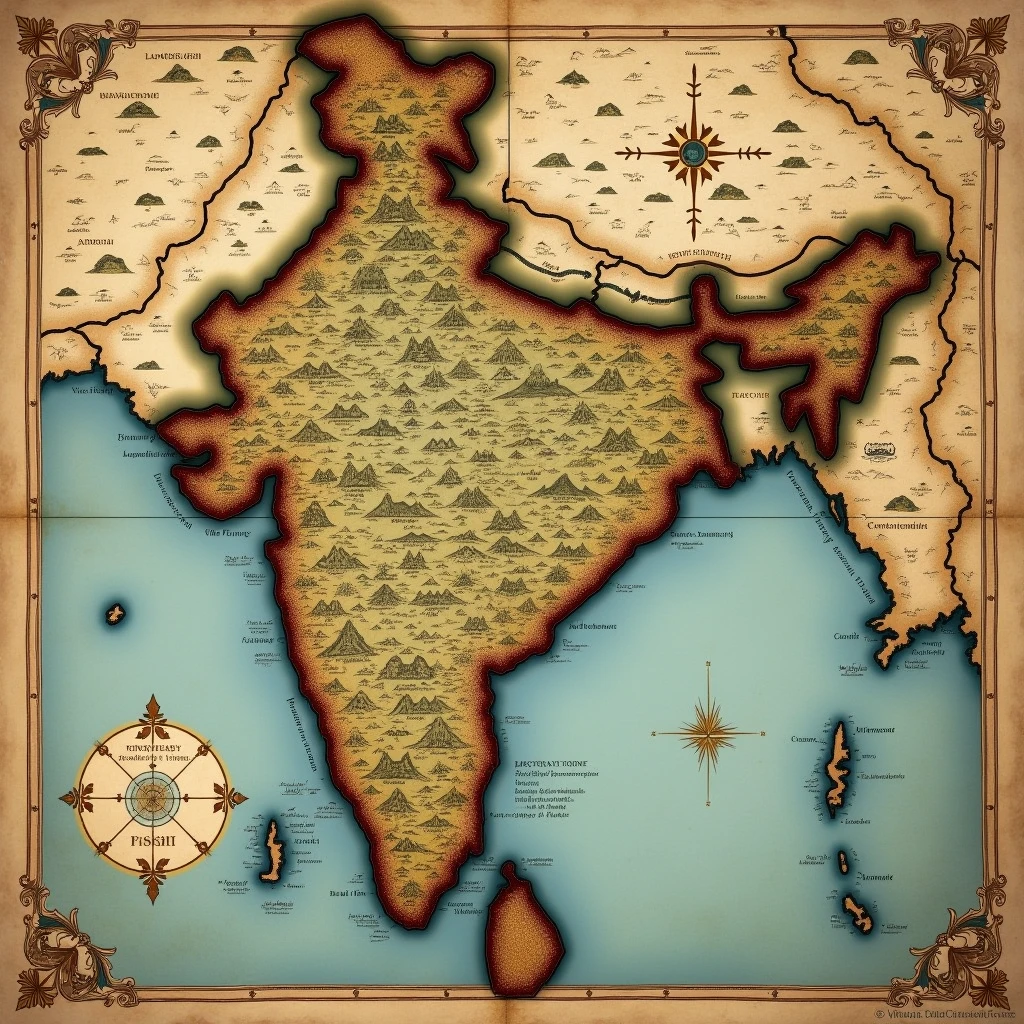 A detailed 18th-century map of India, highlighting the region of Mysore. The map should look old and textured, with historical borders and annotations. Zoom in on Mysore, with mountains and rivers clearly marked, giving it an ancient, strategic feel.