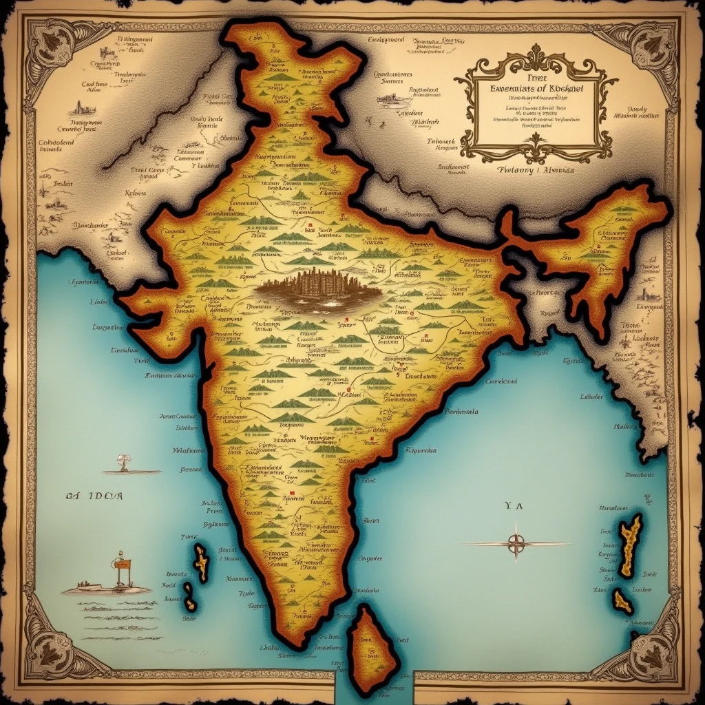 A detailed 18th-century map of India, highlighting the region of Mysore. The map should look old and textured, with historical borders and annotations. Zoom in on Mysore, with mountains and rivers clearly marked, giving it an ancient, strategic feel.
