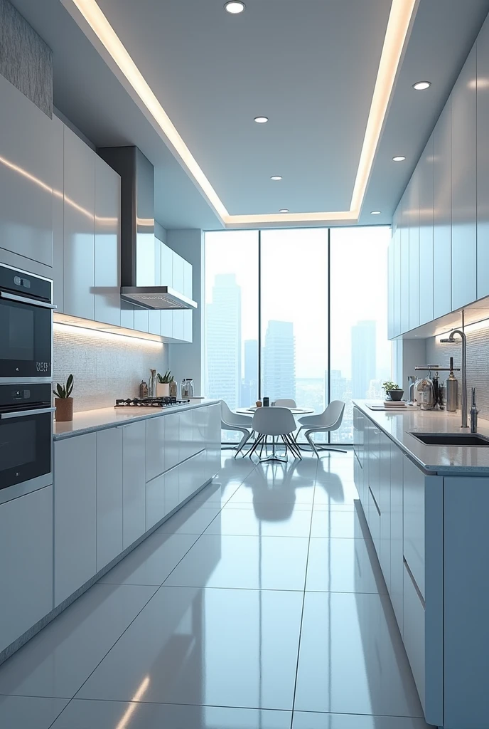Futuristic kitchen controlled by a smartphone 
