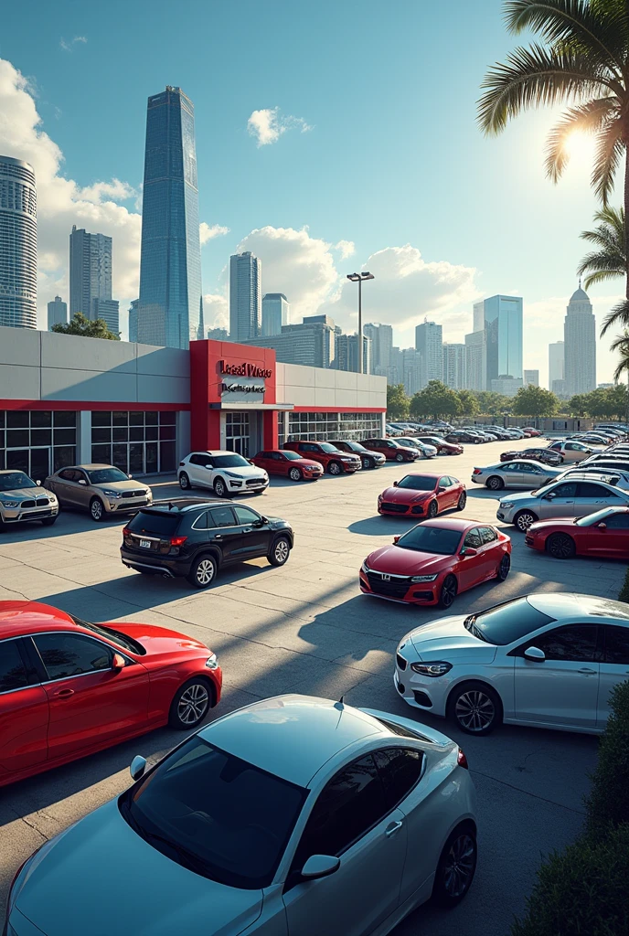 Used car dealership cover photo realistic photo