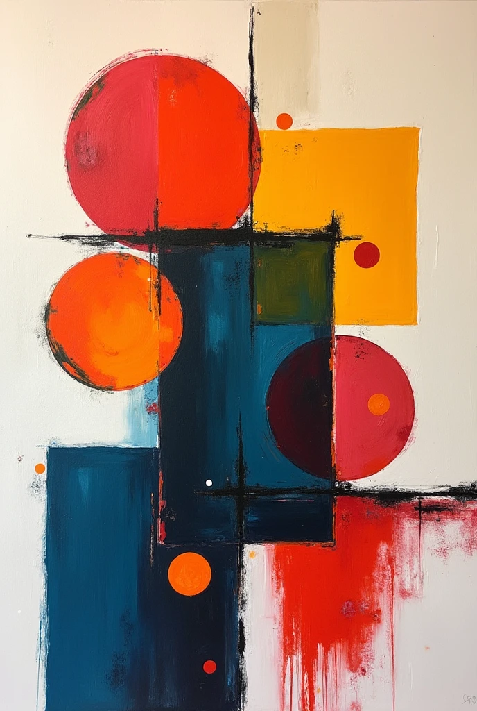 Abstract paintings in different colors that match each other