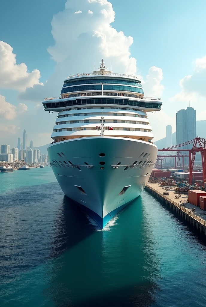 A cruise ship named MS Johann size of the harmony of the seas docking at Manila port