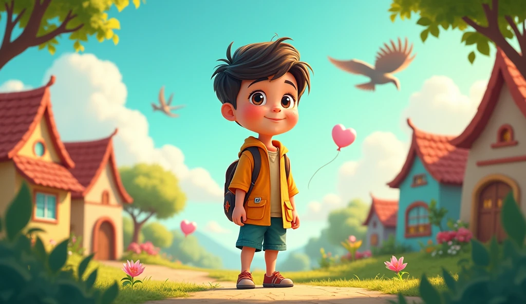 A young boy in the village, who always dreamed big cartoon
