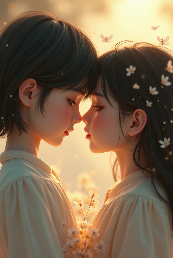 (Reality:1.4), best quality, masterpiece, Ultra-high resolution, 1 boy, Duet, 1 Girl, (Delicate face:1.2), (Delicate eyes:1.2), (Fine hair:1.2), (Detailed clothes:1.2), 4K, male, (Close your eyes)