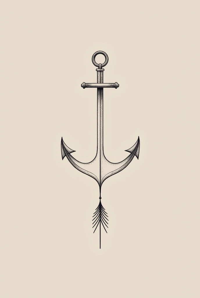 Fine line tattoo of an arrow ending in an anchor