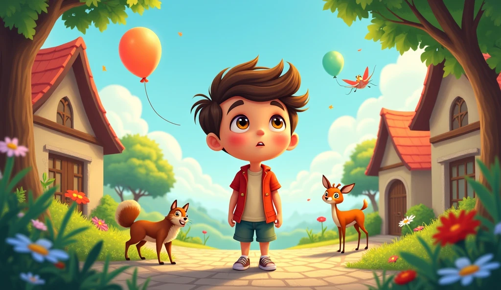 A  boy in the village, who always dreamed big cartoon
