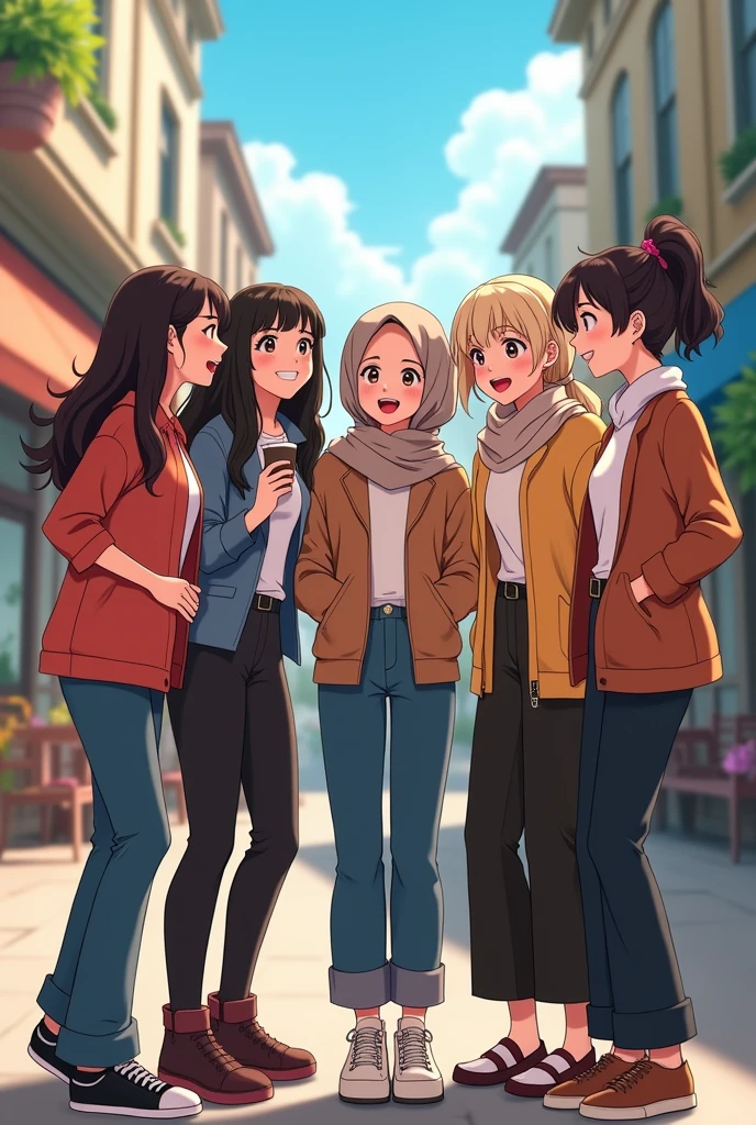 5 free hair and one hijabi girl bestie anime