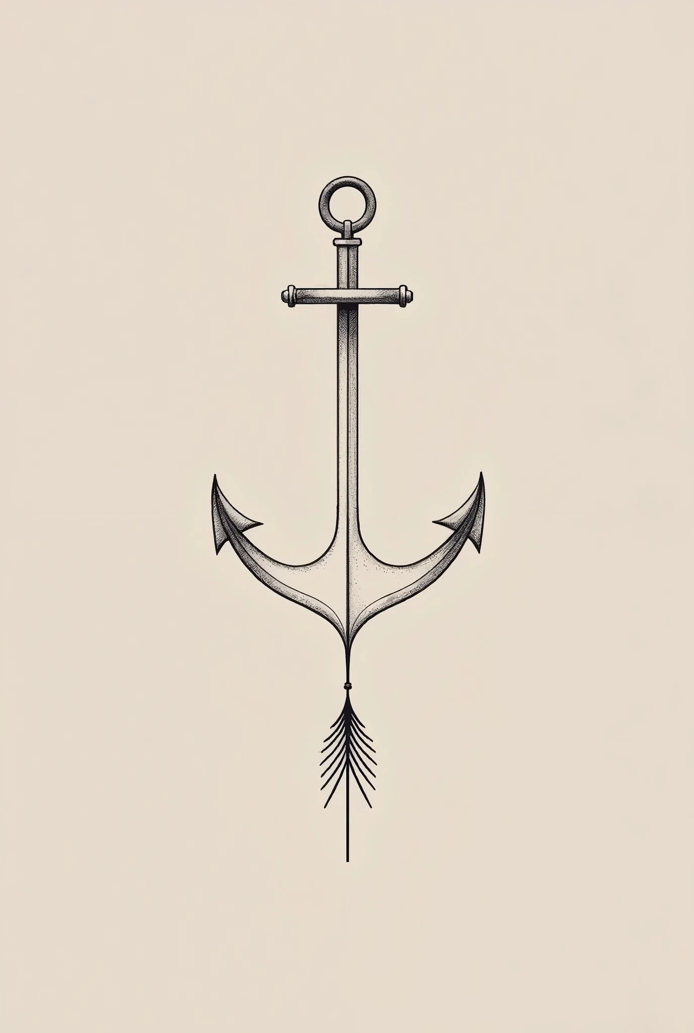 Create a logo with an anchor with the word Anchored through it and with the letters outlined in Black