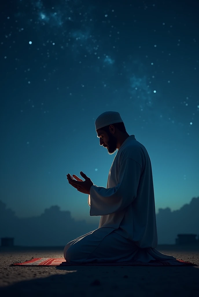  A Muslim man praying at night