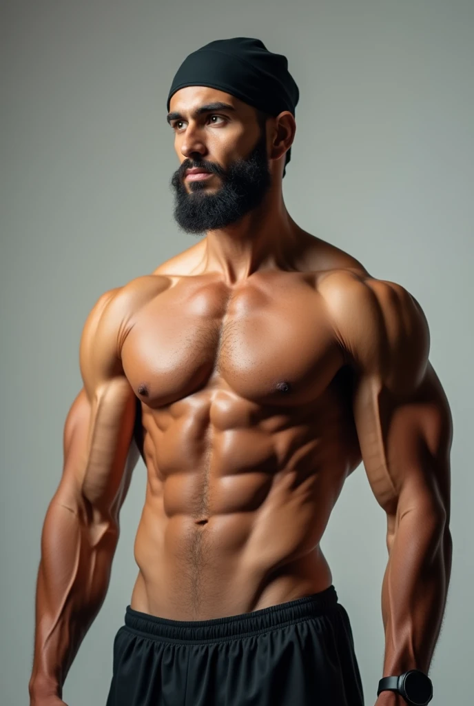 Muslim bodybuilders boy with cap