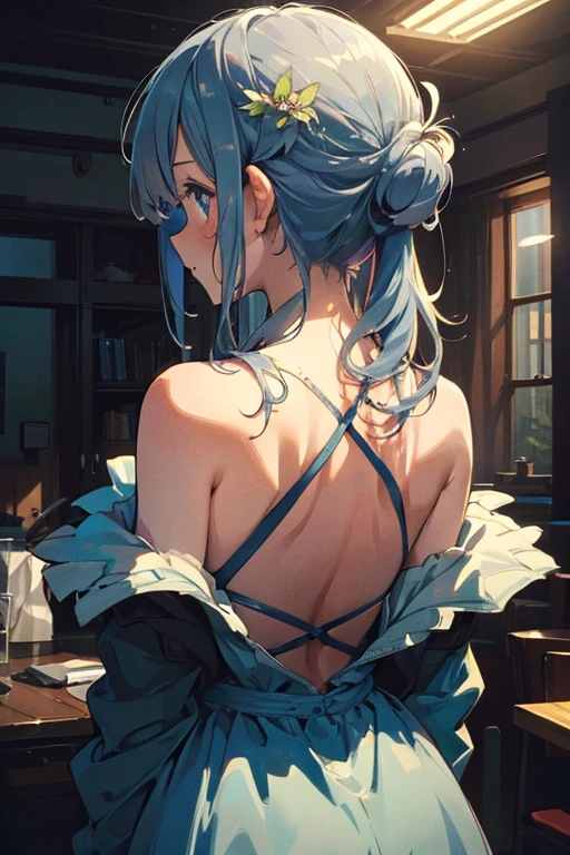 (((Best quality))), ((Ultra-detailed)), ((illustration)), ((Disheveled hair)), ((frilld)), (1 girl), (Solo),
rating:safe,
the_back,
back,