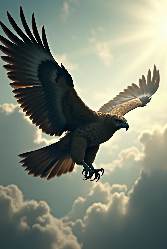 A big aggresive hawk flying 