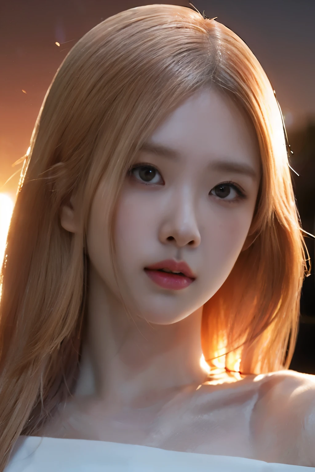 a girl enjoying the sunset, detailed face and eyes, serene expression, photorealistic, dramatic lighting, sunset colors, vivid colors, highly detailed, masterpiece, 8k, hyper realistic, volumetric lighting, cinematic, award-winning photography, a beautiful blonde girl in a white dress
