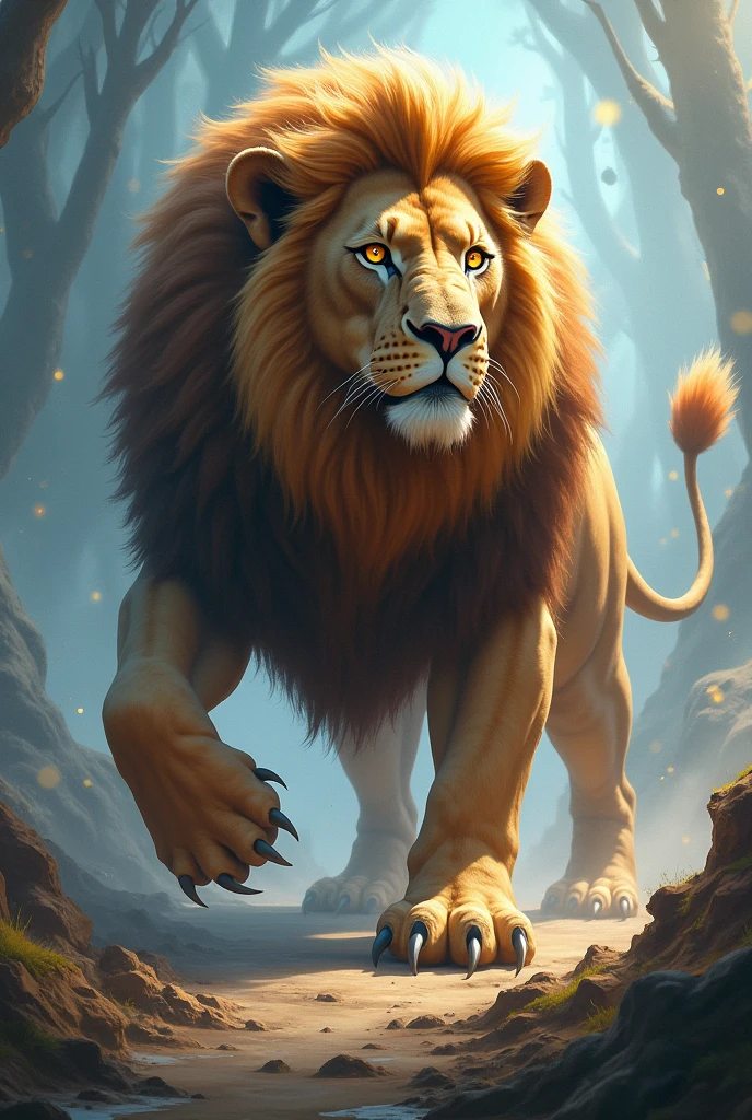 Giant lion four hands