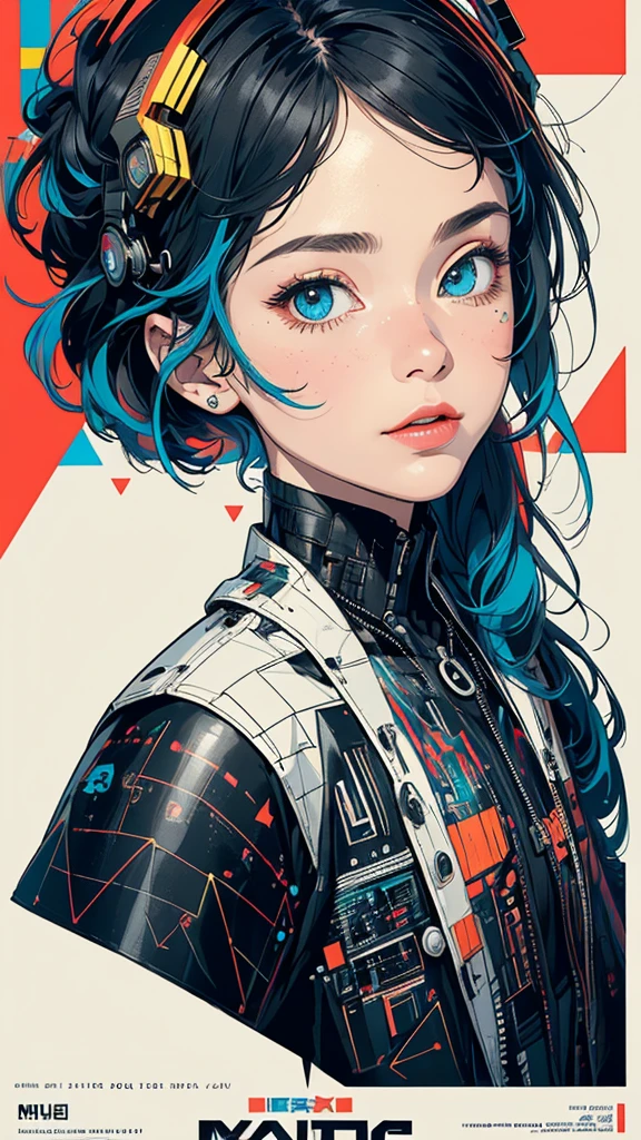 (((masterpiece, highest quality))),(((solo:1.2))),(((1girl:1.2))),32k wallpaper, very detailed, poster, vintage science fiction,(((((geometric cinematic movie poster))))), (bauhaus), shape,(((abstract))),(mid century modern),movie poster,(((((portfolio))))),(((((Close-up))))),(((((bust up))))),((((more various angle)))),(((highlight))),Vast landscape,((((heterochromia)))),(((complete. detailed face))),(((Extremely talented))),(((most complecated machine))),unlimited colorful color scheme