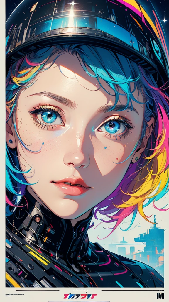 (((masterpiece, highest quality))),(((solo:1.2))),(((1girl:1.2))),32k wallpaper, very detailed, poster, vintage science fiction,(((((geometric cinematic movie poster))))), (bauhaus), shape,(((abstract))),(mid century modern),movie poster,(((((portfolio))))),(((((Close-up))))),(((((bust up))))),((((more various angle)))),(((highlight))),Vast landscape,((((heterochromia)))),(((complete. detailed face))),(((Extremely talented))),(((most complecated machine))),unlimited colorful color scheme