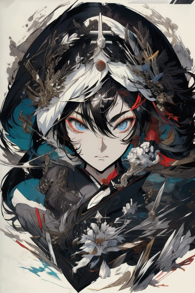 Character Design Character Reference Sheet Concept Character black and white manga style Taisho Romance action Japanese sword man Women samurai delicate whole body