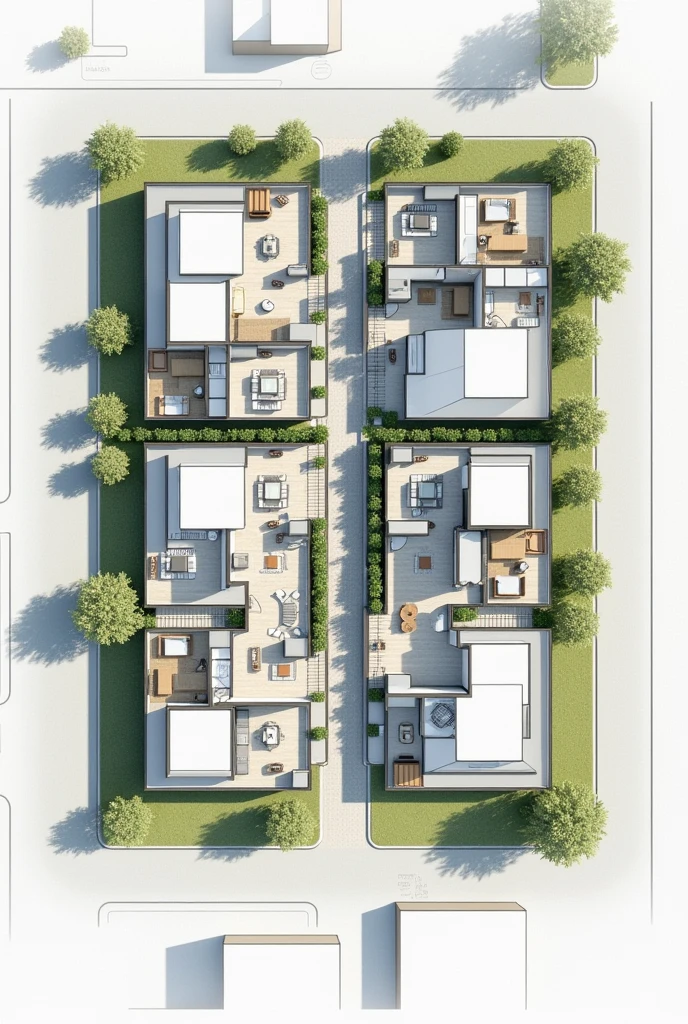 Le plan d'Une promotion immobilière de 30 duplex moderne de 3 pièces