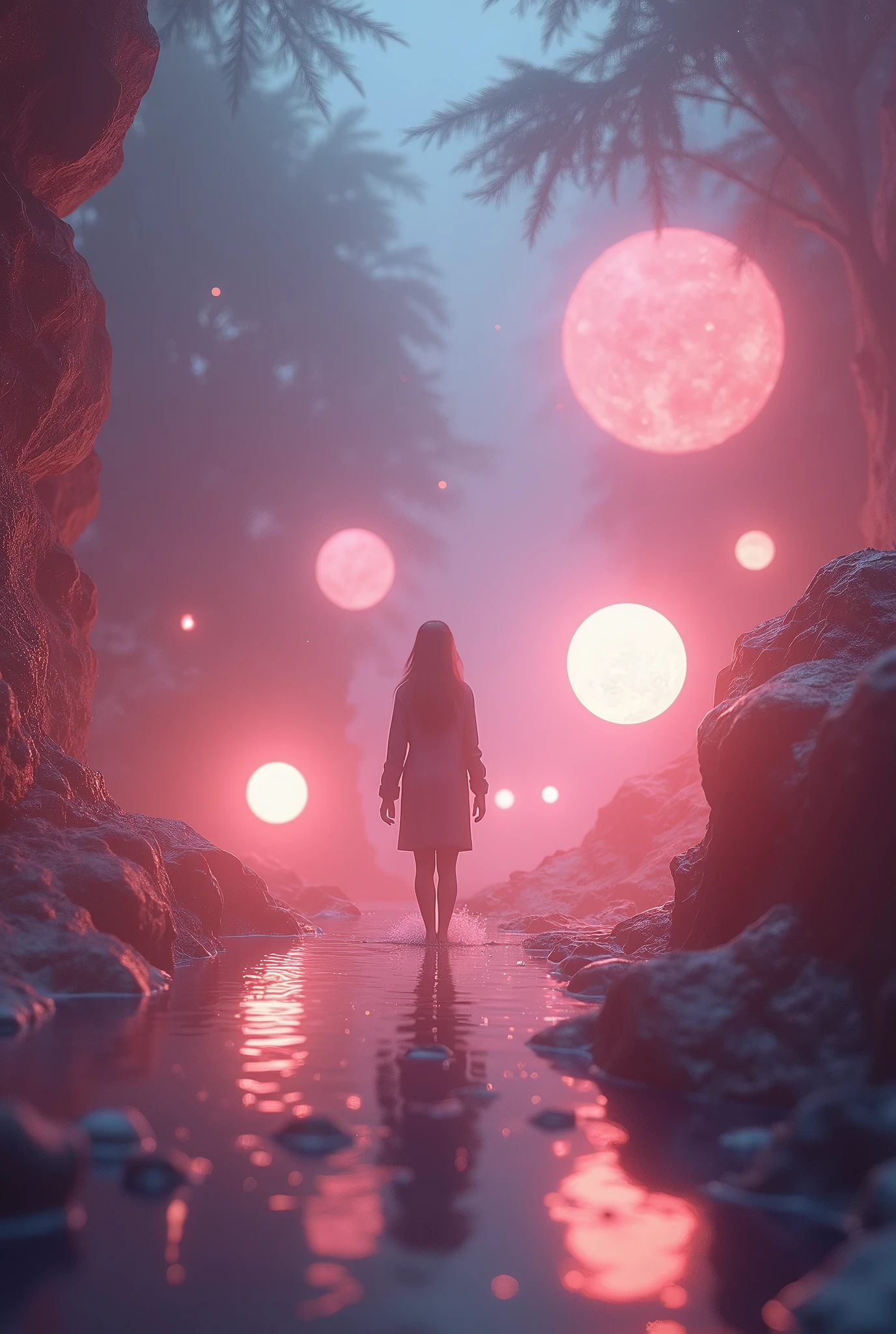 Surreal Scene, masterpiece, best quality, extremely detailed CG unity 8k wallpaper, bokeh photography, (soft focus):1.2, out-of-focus highlights, dreamy ambiance, glowing circles, mesmerizing depth