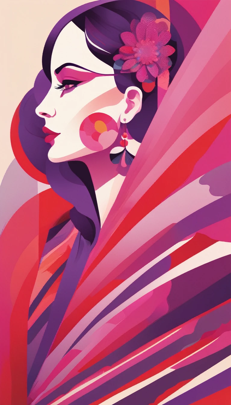illustration of a woman with a flower in her hair, jen bartel, a beautiful artwork illustration, in style of digital illustration, james gilleard artwork, beautiful digital illustration, exquisite digital illustration, colorful illustration, vector art style, stunning digital illustration, illustration art, inspired by James Gilleard, in style of james gilleard, fabulous illustrations, digital illustration -
