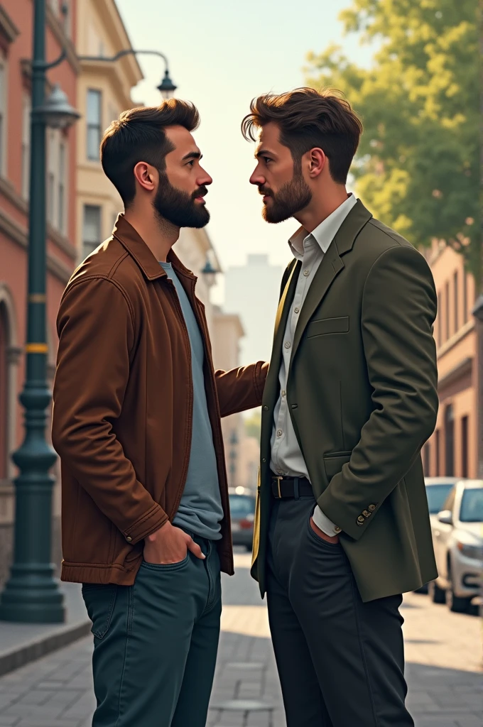 A men standing near men 
