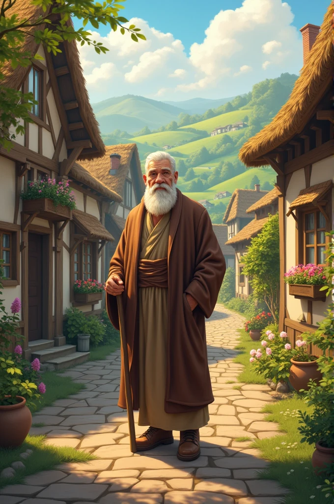 A wise grandfather lives in a quiet village.