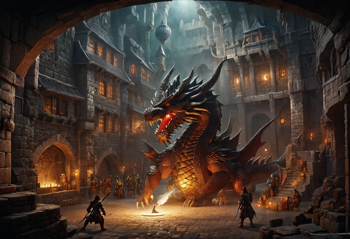 Dungeon and dragon, a real story based on the game "Dungeon & dragon", epic, Magnificent, dragon与英雄, epic battle, Magic Items, Magic Sword, real photography, Movie Frames, Active scenes, Digital frame processing, Computer graphics effects, The art of math, masterpiece, real, Effective, Existing in another world