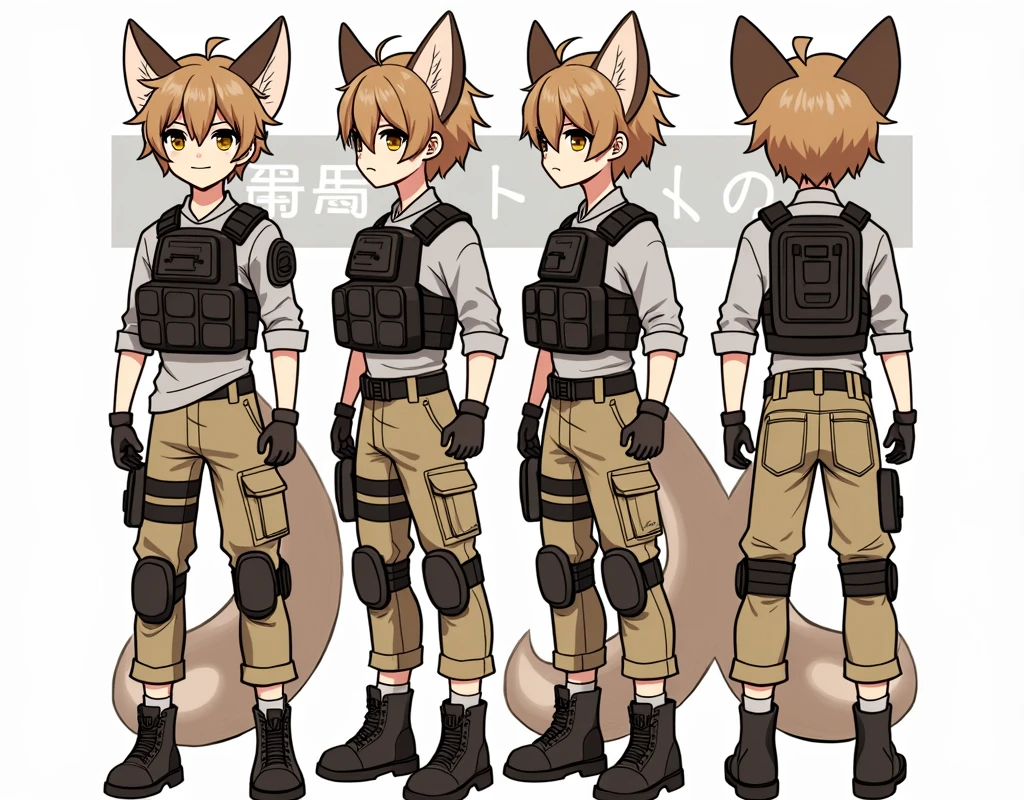 Standing boy, cute, 1 boy, , 4-sided design, Diagonals, front, back, profile, Head to body ratio 5, character sheet, whole body, simple background, Four perspectives, tactical gear, bulletproof vest, Good quality, high detail, Puppy Suin,Good quality, high detail, researcher,Pokemon bowser,ultra detailed, masterpiece, best quality, aesthetic, detailed