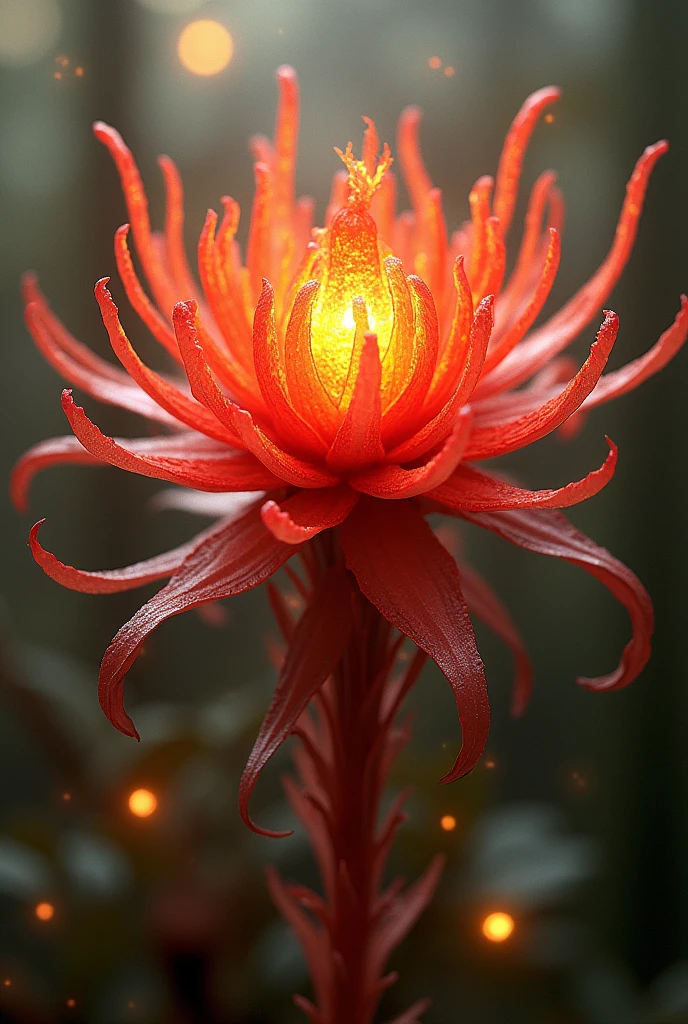 A fairy-like plant, Ablaze, red with yellow