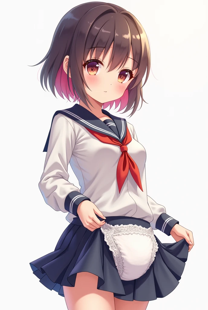 sexy anime girl wearing a diaper and a school uniform