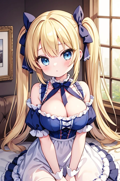 Highest quality,masterpiece,Blonde with blue eyes、ta、Beautiful breasts、Twin tails、Girl'Violin playing,stage,