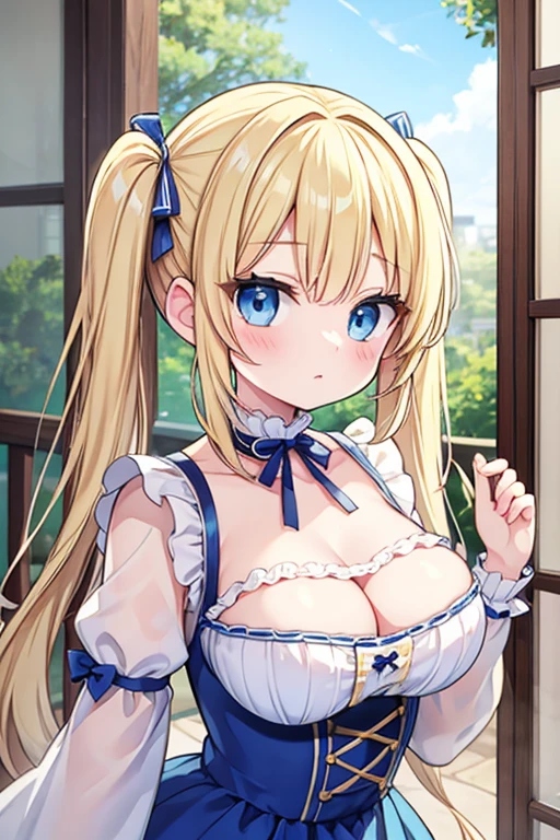 Highest quality,masterpiece,Blonde with blue eyes、ta、Beautiful breasts、Twin tails、Girl'Violin playing,stage,