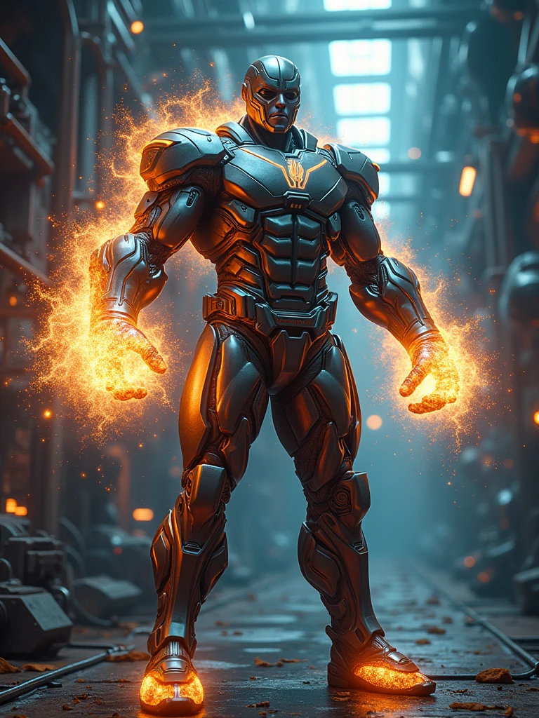 a heroic figure in a ((futuristic uniform)), highly detailed, volumetric manipulation, density control, sci-fi, cinematic lighting, 8k, photorealistic, intricate details, dynamic pose, complex machinery, powerful energy field, metallic sheen, advanced technology, dramatic composition, more detail, enhanced, poakl