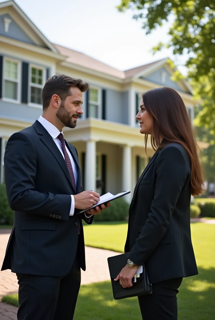Real Estate sale manager with client on site 