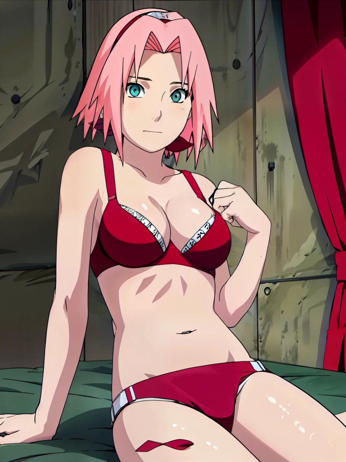 Lying in bed showing bra and panties 