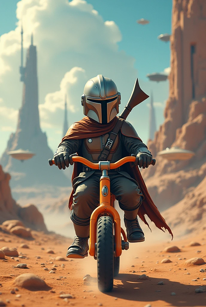 Mandaan riding a 's bike、Star Wars、movie