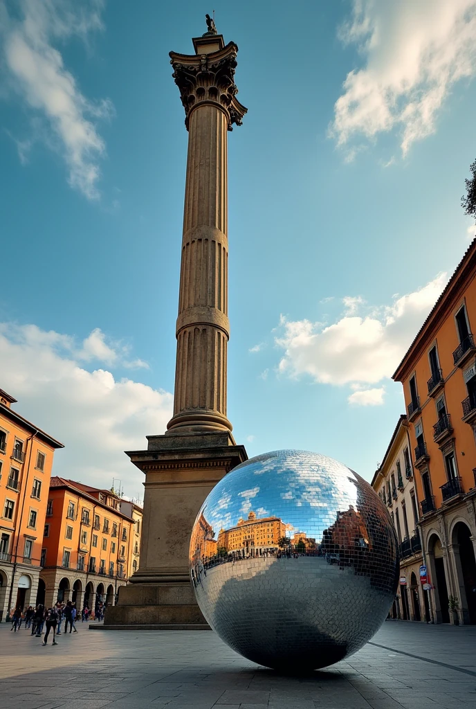 Photo of the pillar of Zaragoza with a disco ball