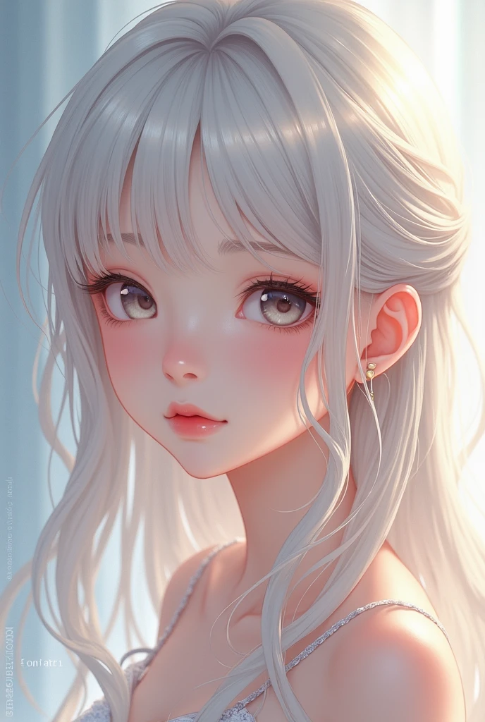 A girl with milk whte skin anime style 
