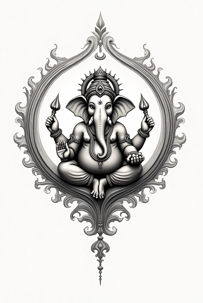 Generate a Ganpati Calligraphy drawing inside om symbol