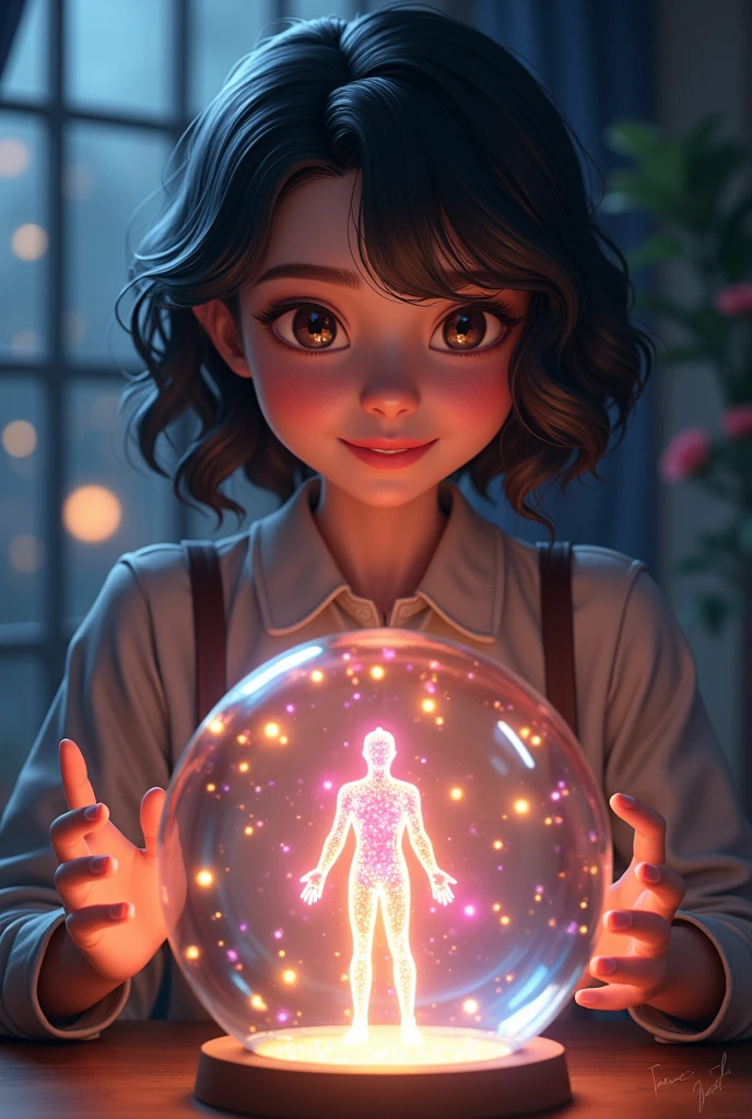 prompt = """
Yumiko, with a wise and reassuring smile, points to the crystal ball where Mr. Mezo’s image becomes clearer. The crystal ball shows Bitcoin being transferred into the Mezo network, depicted with vibrant colors and glowing effects. Mr. Mezo’s figure is detailed, demonstrating how Bitcoin grows and prospers within the network. Yumiko’s eyes sparkle with hope and certainty. The scene is illuminated with a soft, hopeful glow, captured with the detailed and professional quality of a JVC GY-HM170UA 4KCAM.
"""