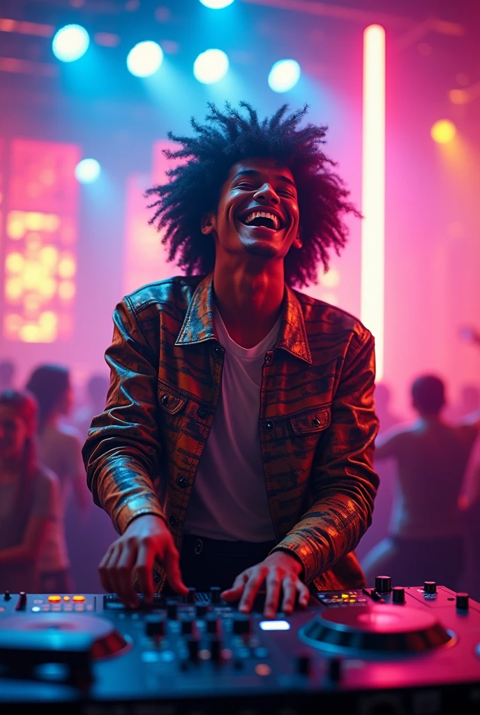 un dj super heureux en mode vertical