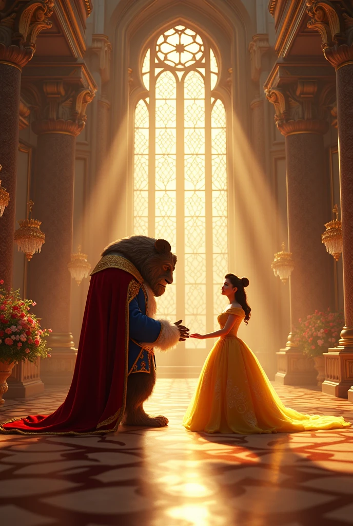 Beauty and the Beast in the Castle Proposal of Marriage