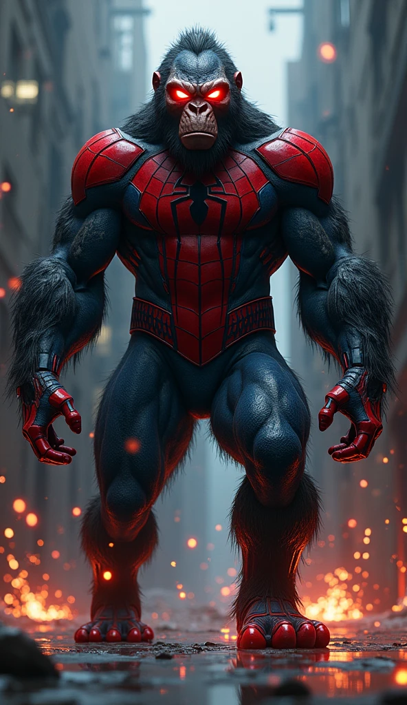 Spider man + gorrila bionic angry red eyes