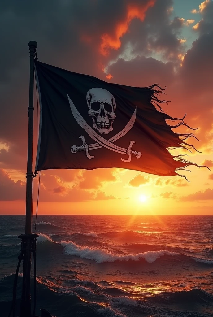 Black flag sun rising