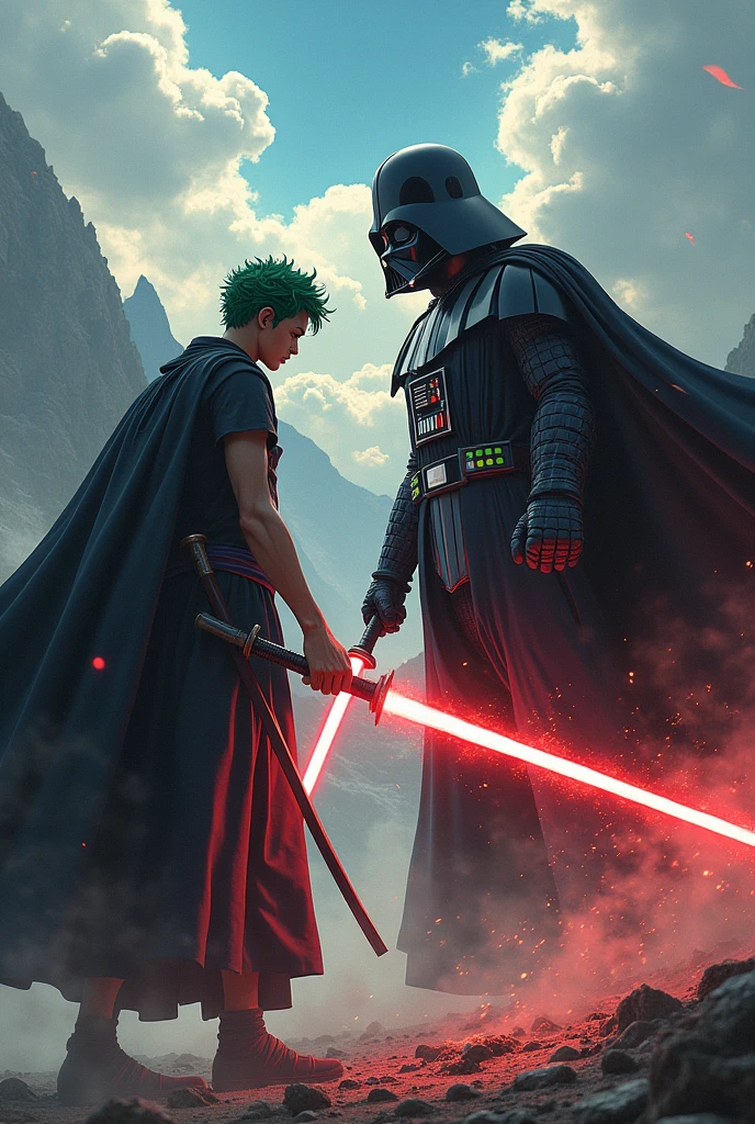 Lorenor Zoro one piece fights against Darth Vader