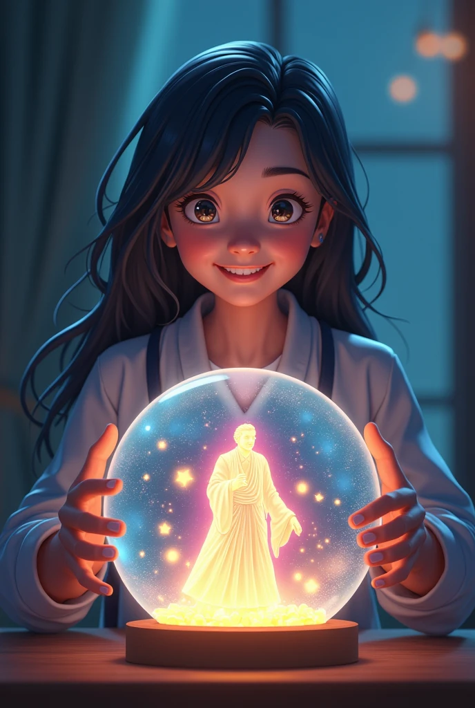 prompt = """
Yumiko, with a wise and reassuring smile, points to the crystal ball where Mr. Mezo’s image becomes clearer. The crystal ball shows Bitcoin being transferred into the Mezo network, depicted with vibrant colors and glowing effects. Mr. Mezo’s figure is detailed, demonstrating how Bitcoin grows and prospers within the network. Yumiko’s eyes sparkle with hope and certainty. The scene is illuminated with a soft, hopeful glow, captured with the detailed and professional quality of a JVC GY-HM170UA 4KCAM.
"""