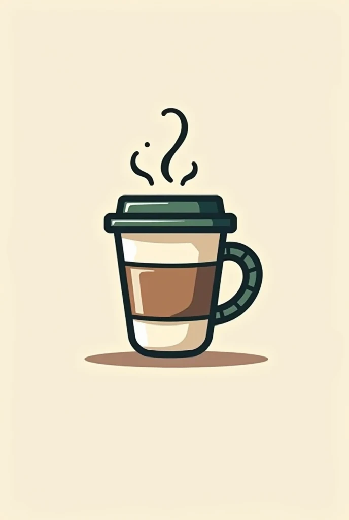 (Coffee shop logo) Starbucks cup inspired, with cover in side, smoke coming out, and handle with leaf design